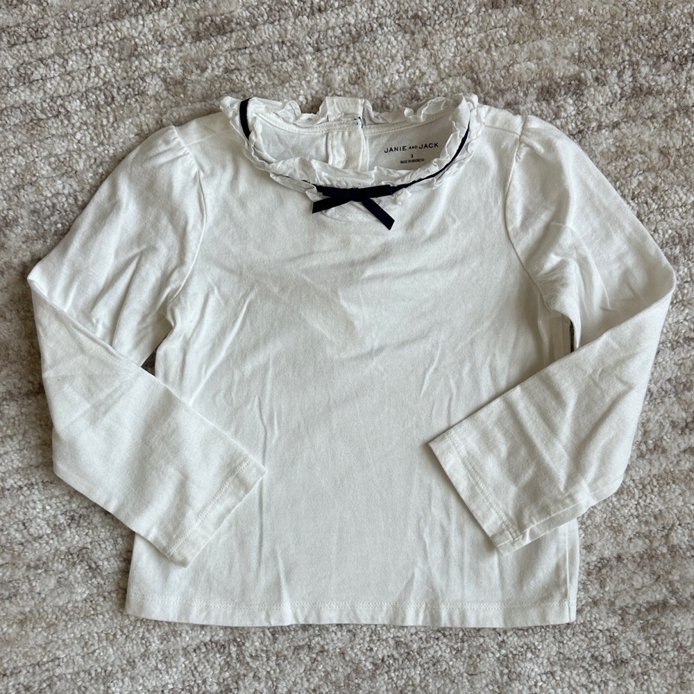 Janie and Jack Cream Top with Black Bow